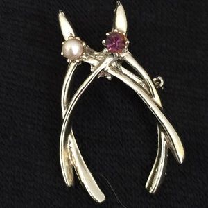 Vintage Gold tone mini double wishbone pin